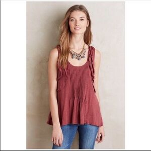 Women's Anthropologie Deletta Red Pleated Ruffle Tank Top Size XS